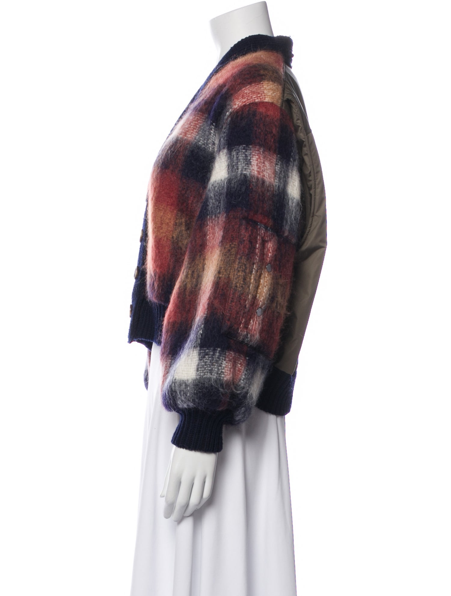 Sea New York Mohair Plaid Print Bomber Jacket