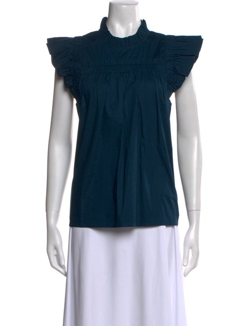 Sea New York Mock Neck Short Sleeve Blouse