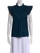 Sea New York Mock Neck Short Sleeve Blouse