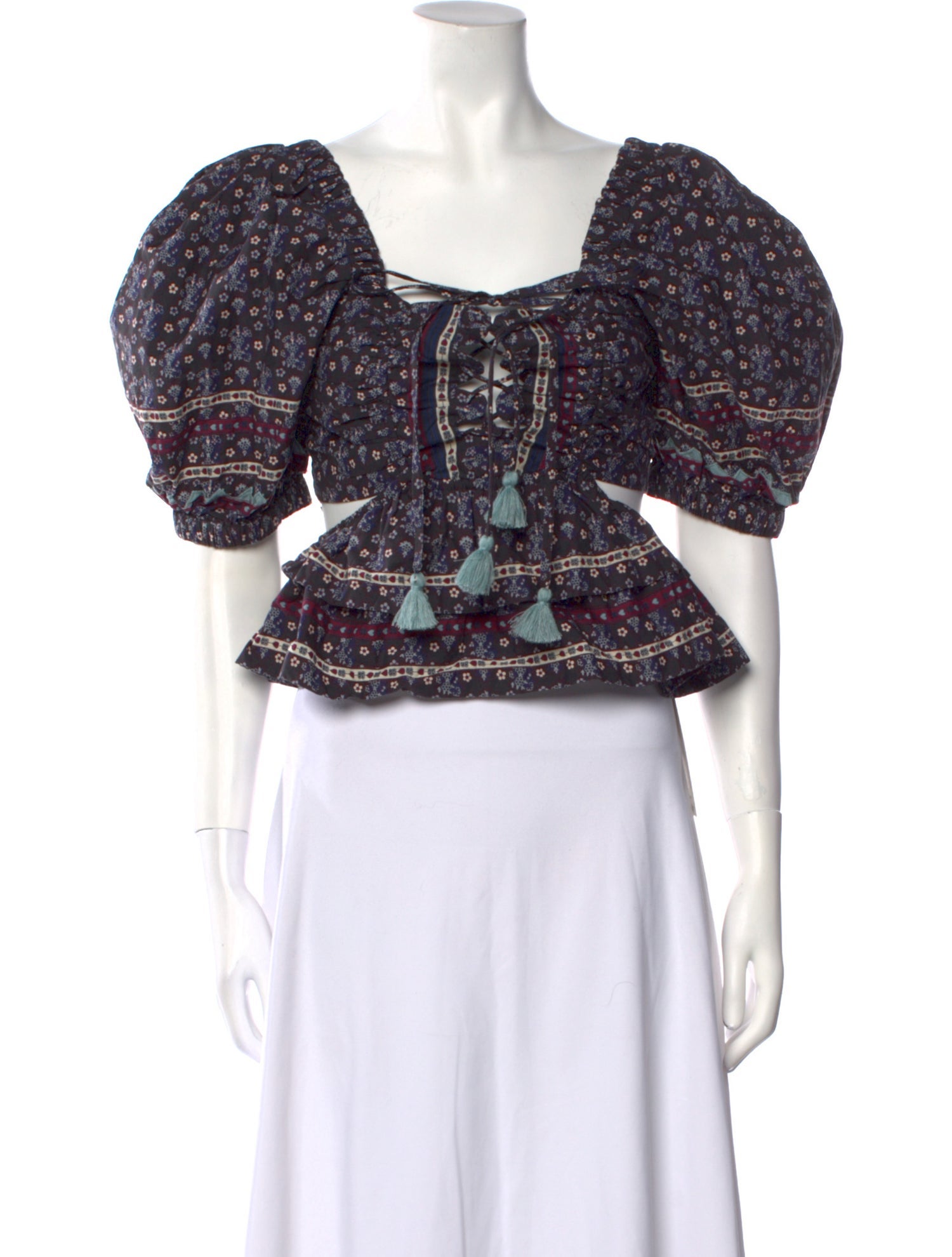 Sea New York Paisley Print Square Neckline Crop Top