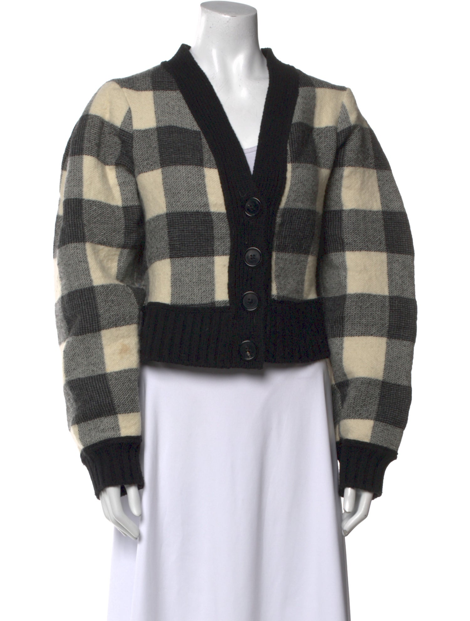 Sea New York Virgin Wool Plaid Print Sweater