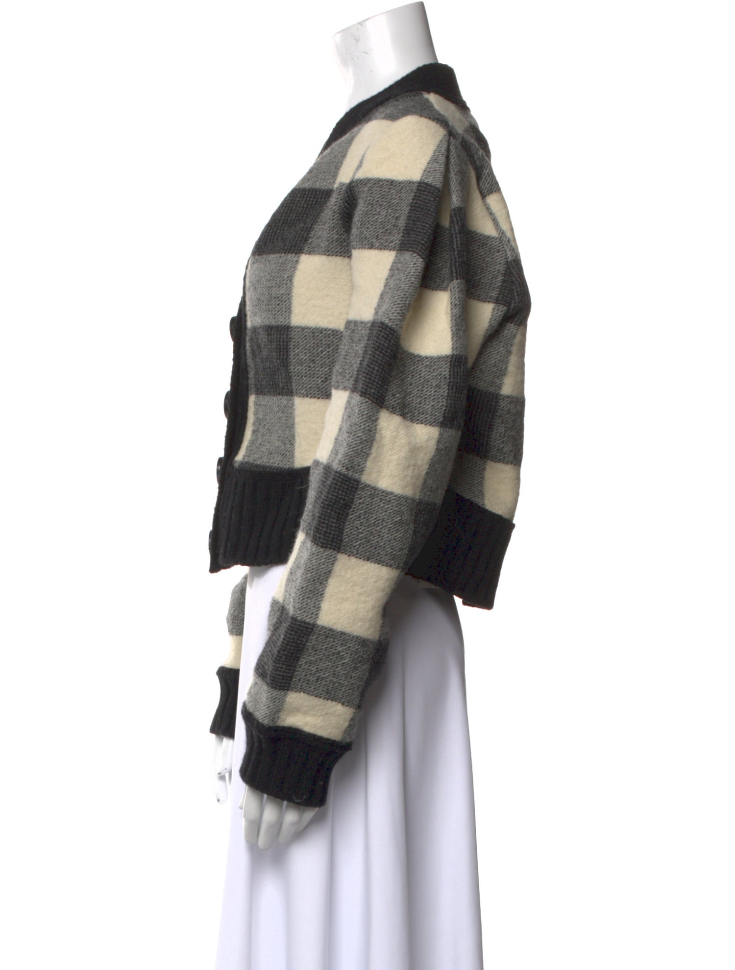 Sea New York Virgin Wool Plaid Print Sweater