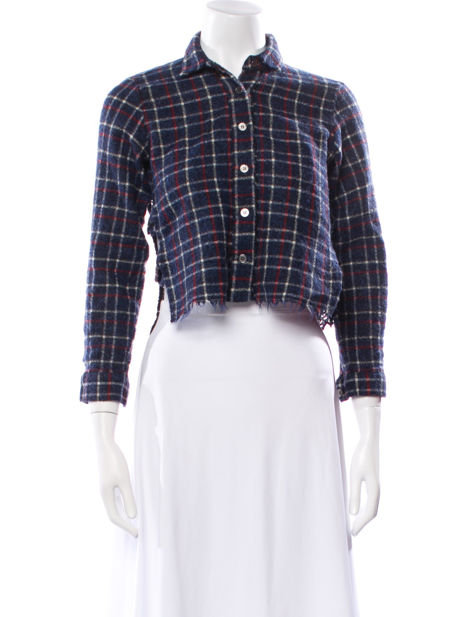 Sea New York Wool Plaid Print Crop Top