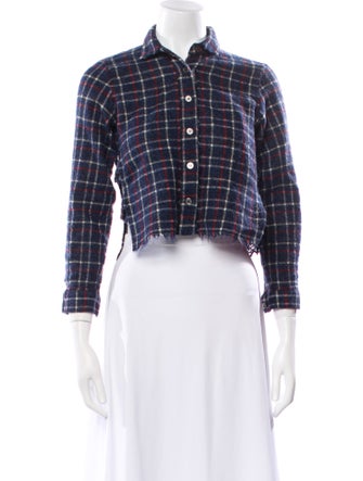 Sea New York Wool Plaid Print Crop Top