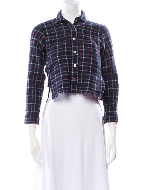 Sea New York Wool Plaid Print Crop Top