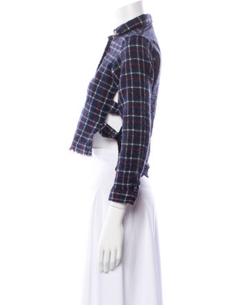 Sea New York Wool Plaid Print Crop Top