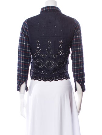 Sea New York Wool Plaid Print Crop Top