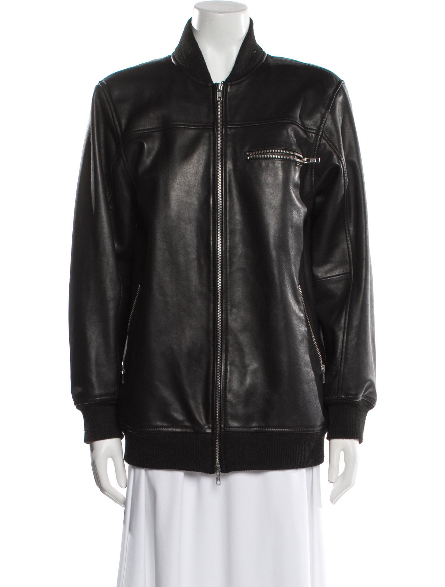 Sea New York Leather Bomber Jacket