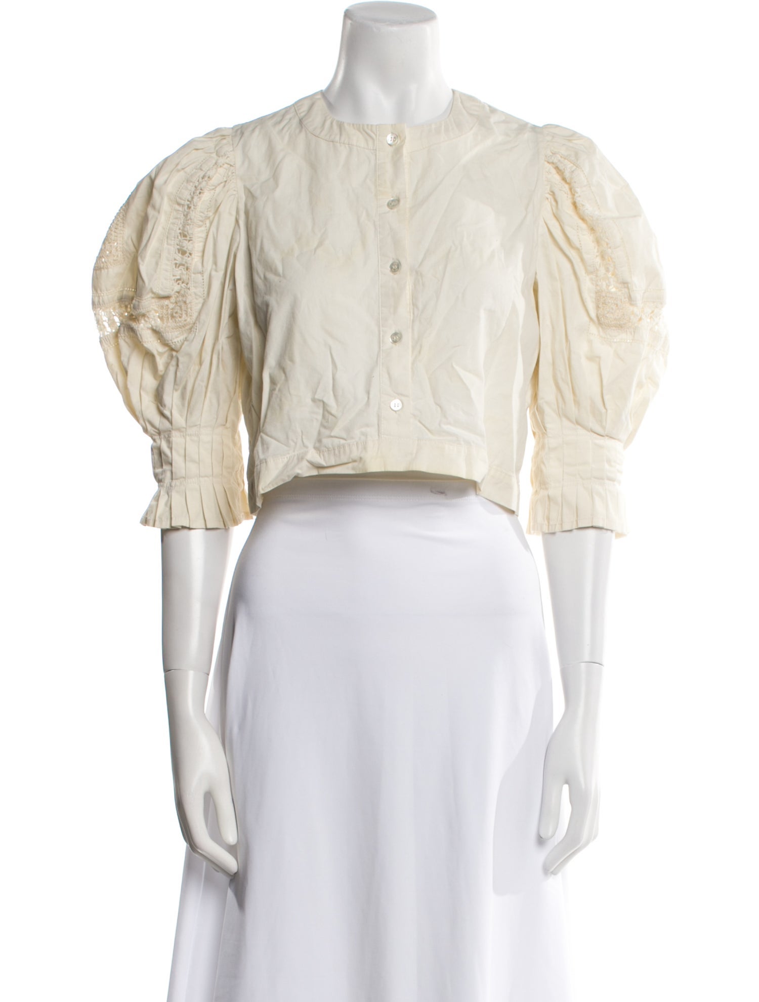 Sea New York Mock Neck Three-Quarter Sleeve Crop Top