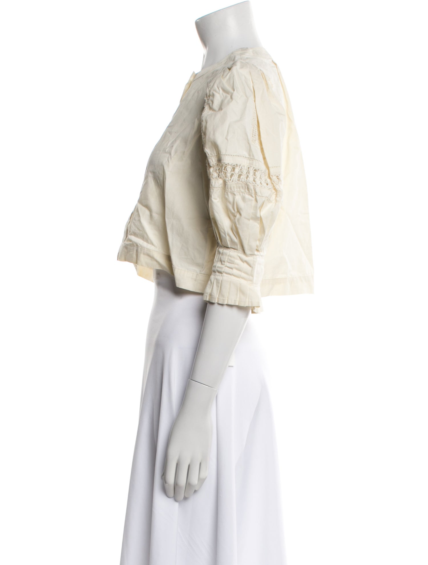 Sea New York Mock Neck Three-Quarter Sleeve Crop Top