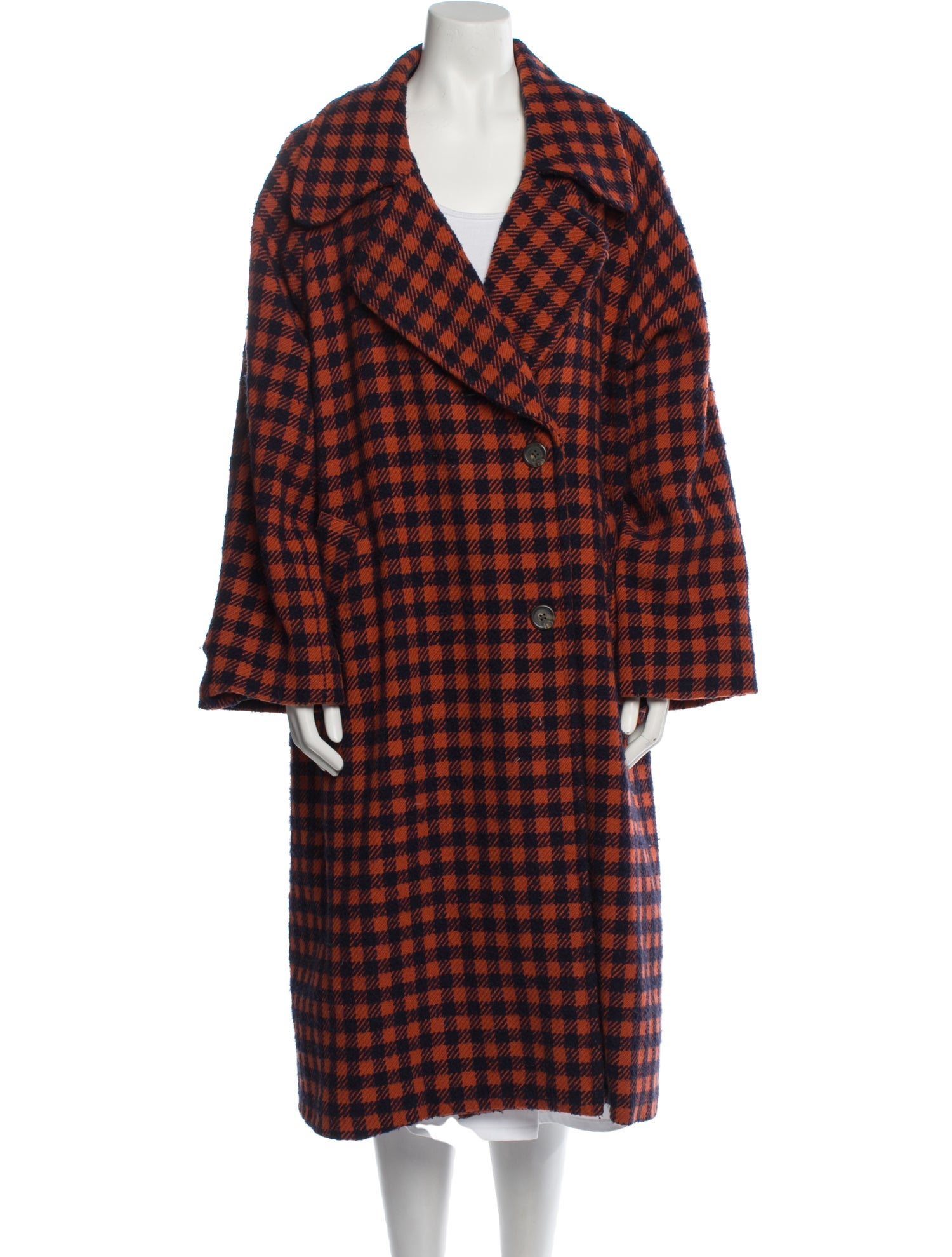 Sea New York Wool Plaid Print Coat