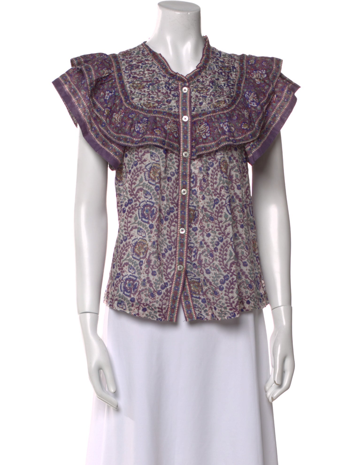 Sea New York Paisley Print Mock Neck Blouse