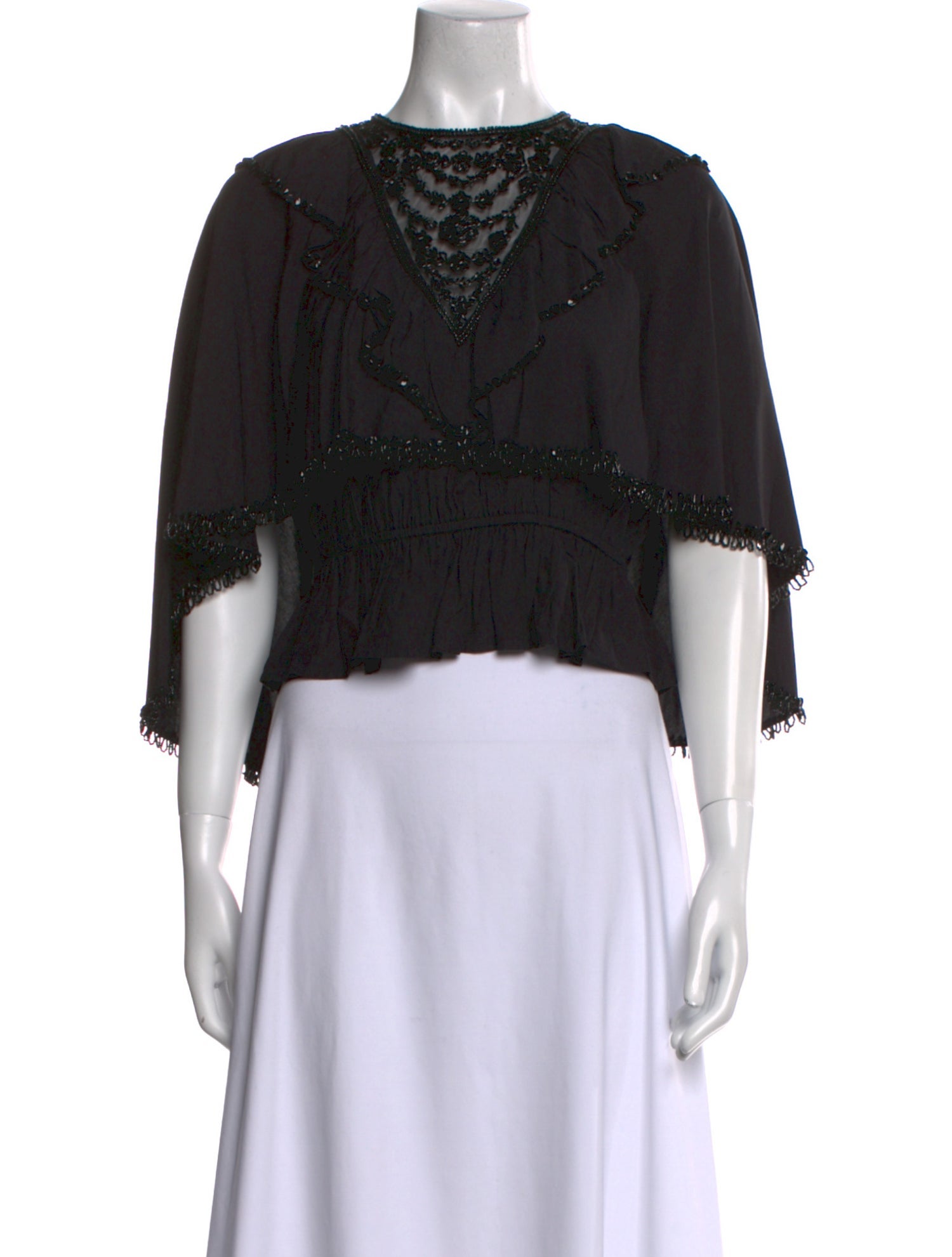 Sea New York Bateau Neckline Three-Quarter Sleeve Crop Top