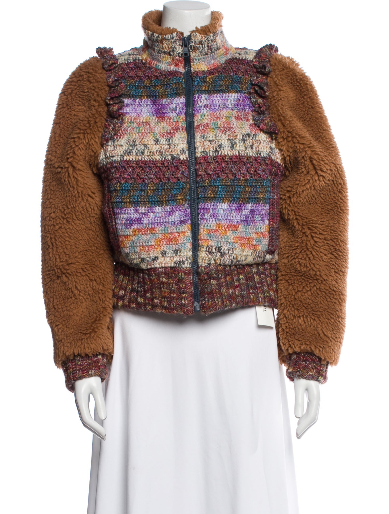 Sea New York Merino Wool Printed Faux Fur Jacket