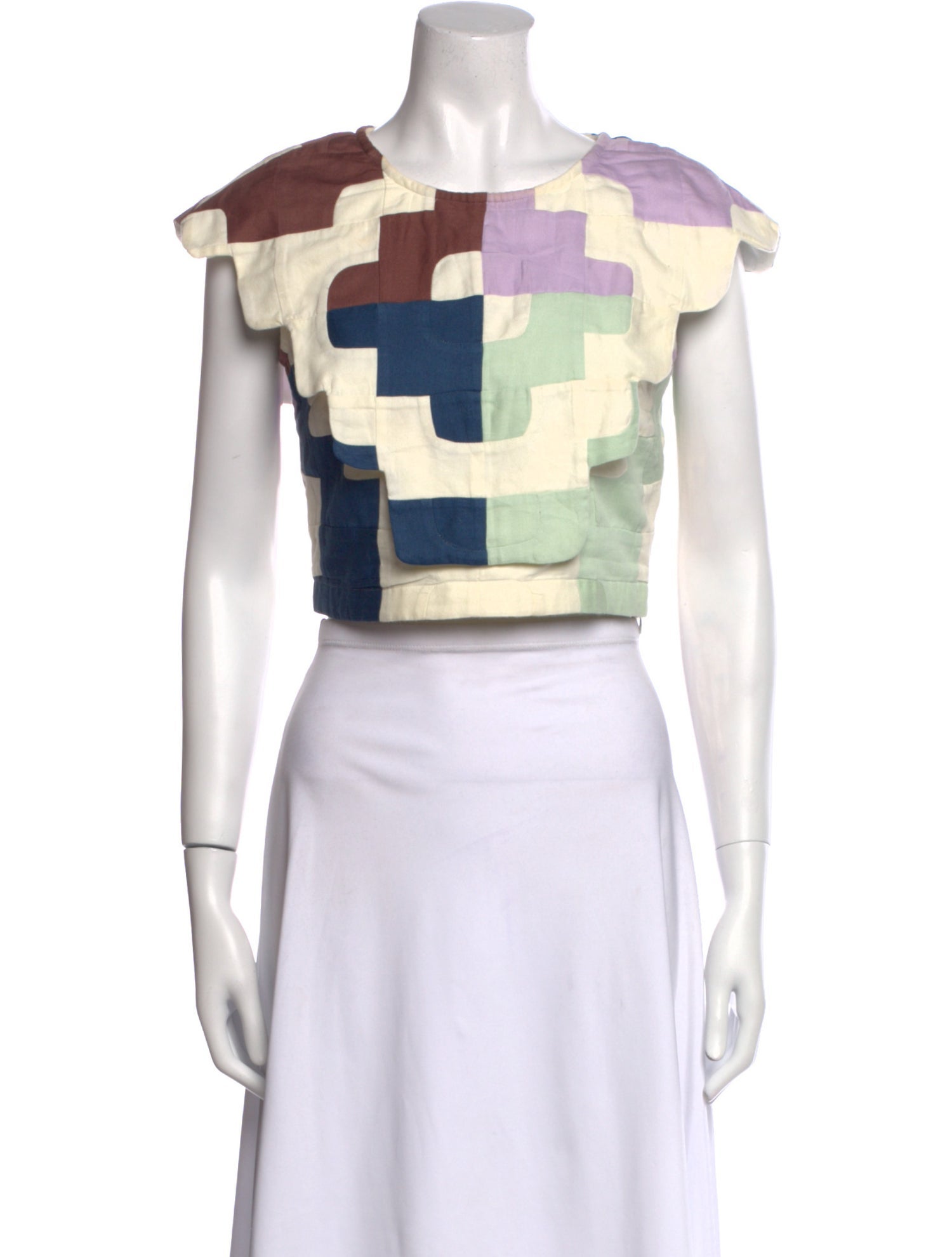 Sea New York Printed Bateau Neckline Crop Top