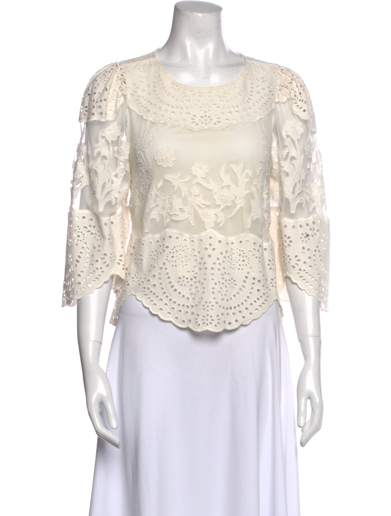 Sea New York Lace Pattern Scoop Neck Blouse
