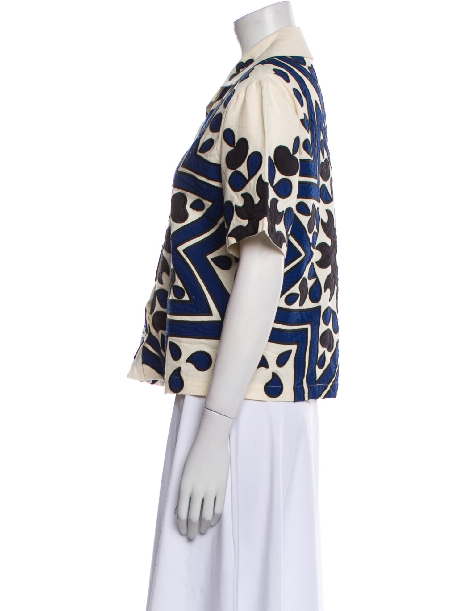 Sea New York Printed Short Sleeve Button-Up Top