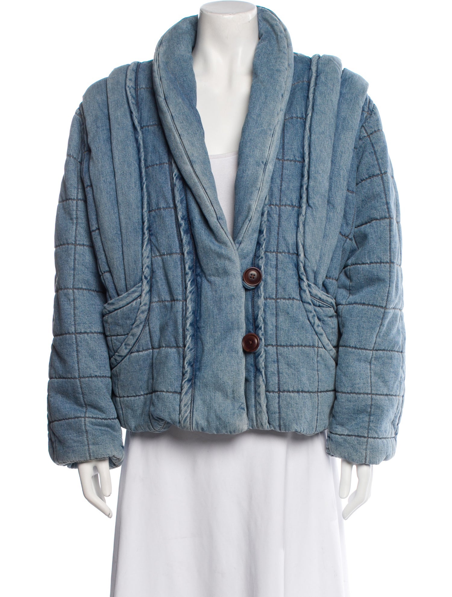 Sea New York Striped Fur Coat