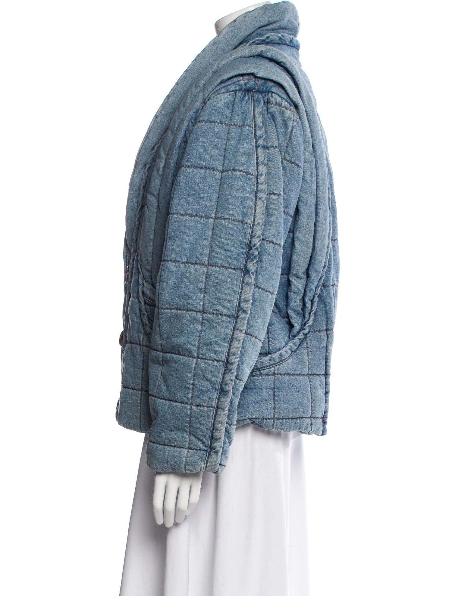 Sea New York Striped Fur Coat