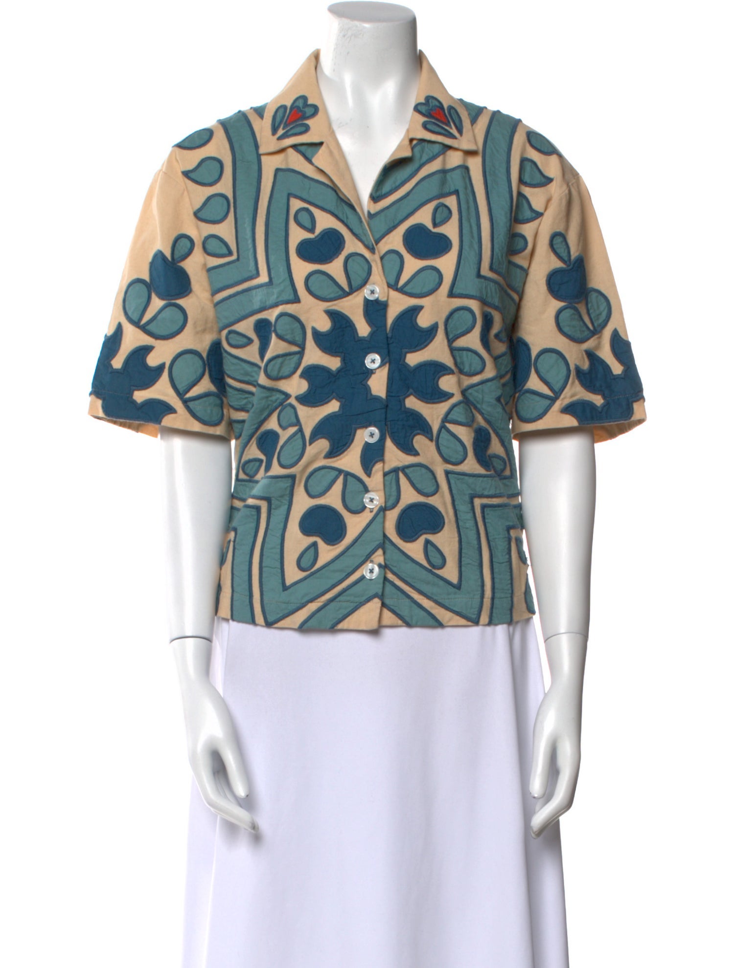 Sea New York Printed Short Sleeve Button-Up Top