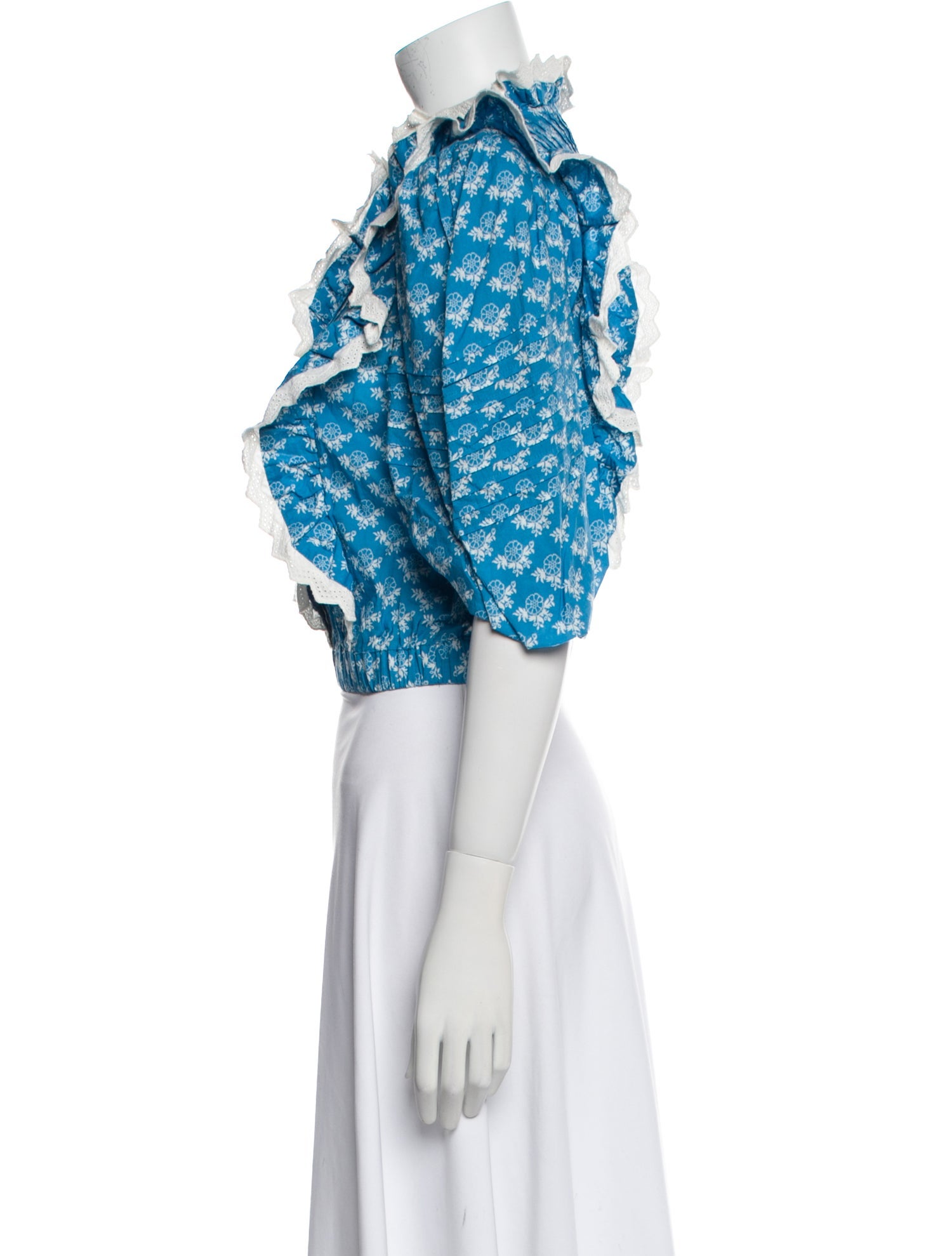 Sea New York Printed Mock Neck Crop Top