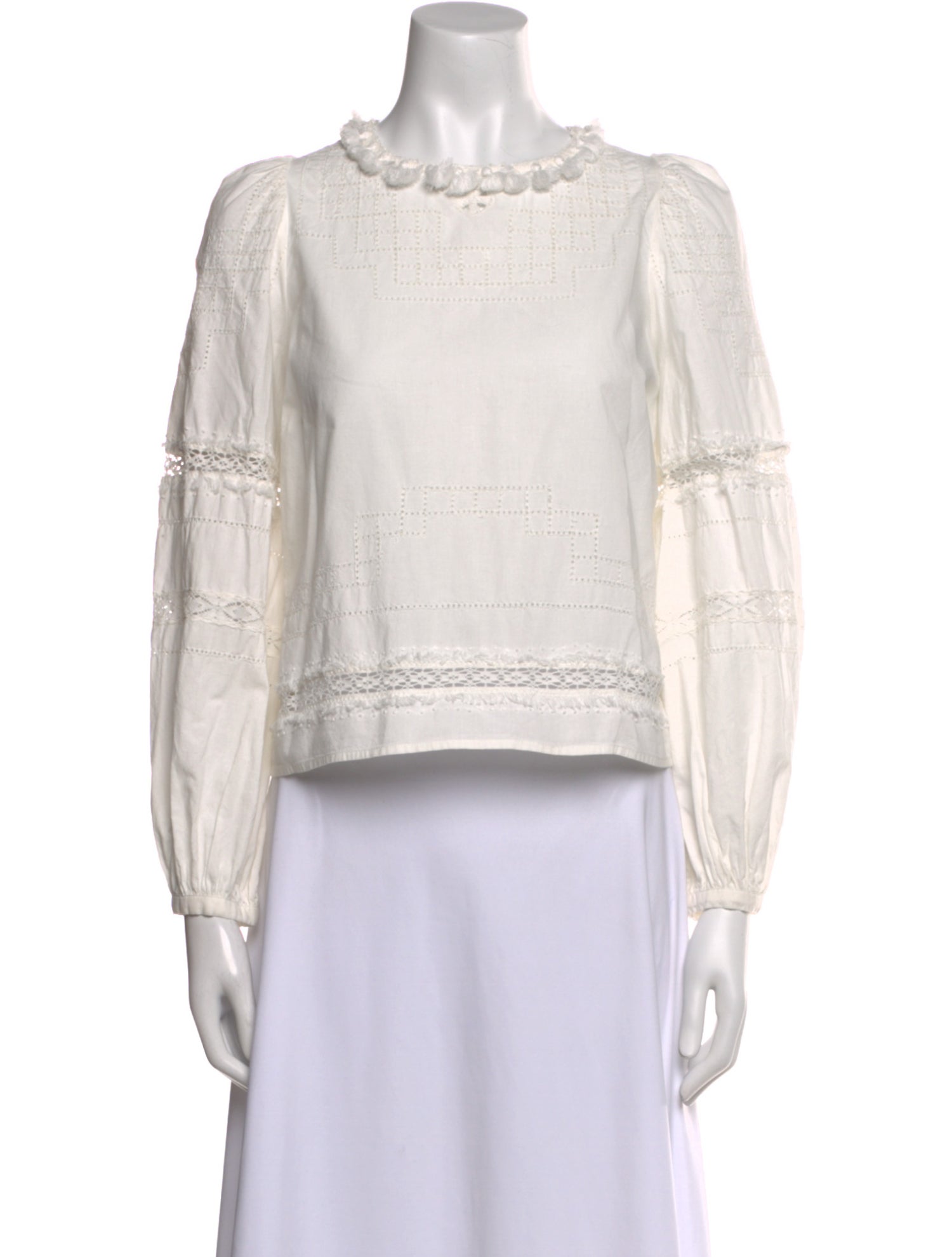 Sea New York Bateau Neckline Three-Quarter Sleeve Crop Top