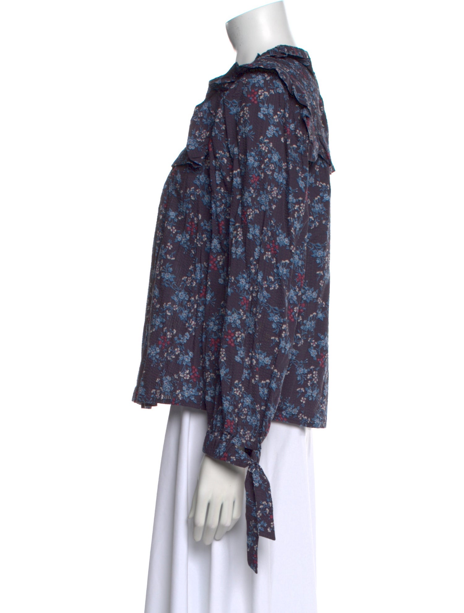 Sea New York Floral Print Mock Neck Blouse