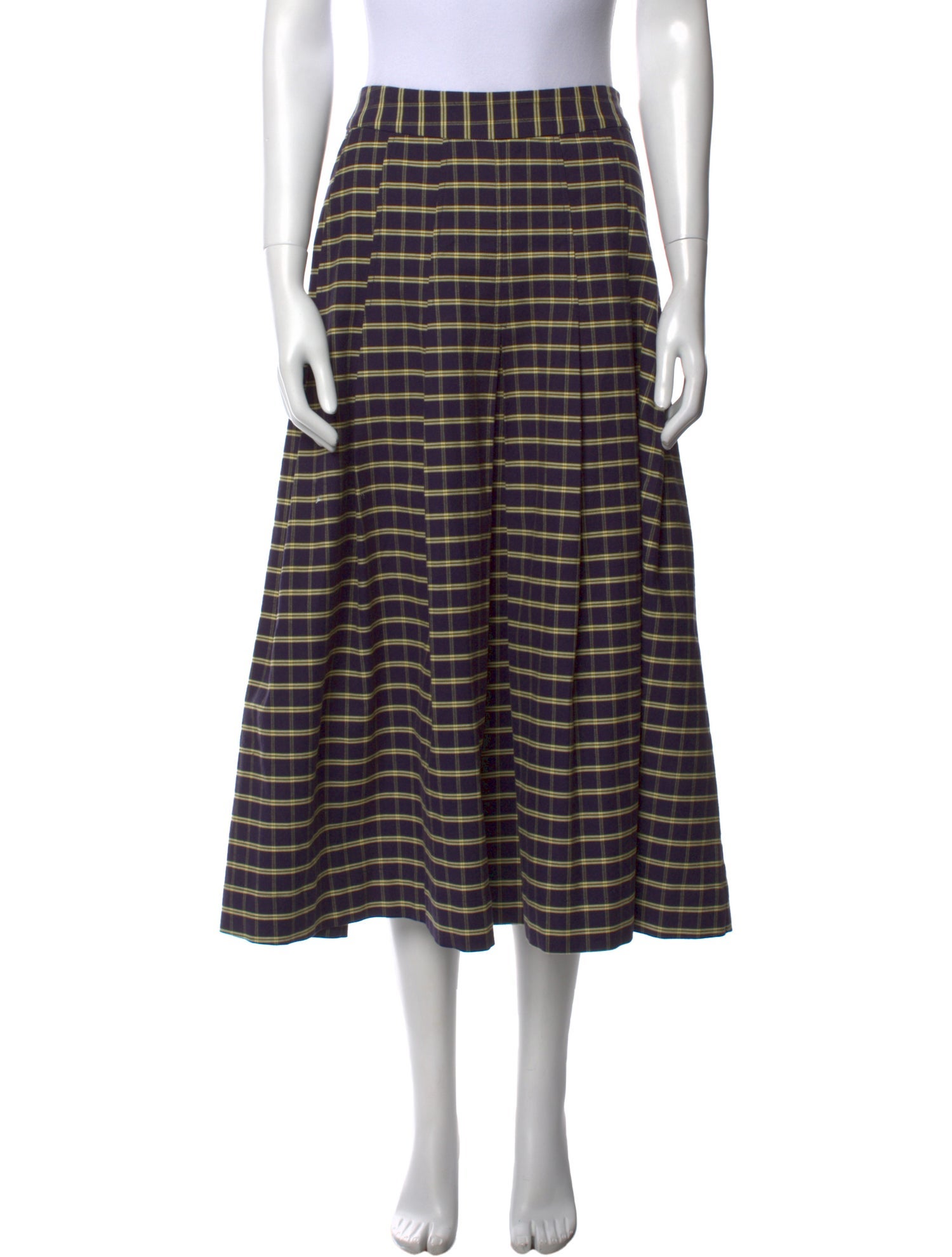 Sea New York Plaid Print Midi Length Skirt