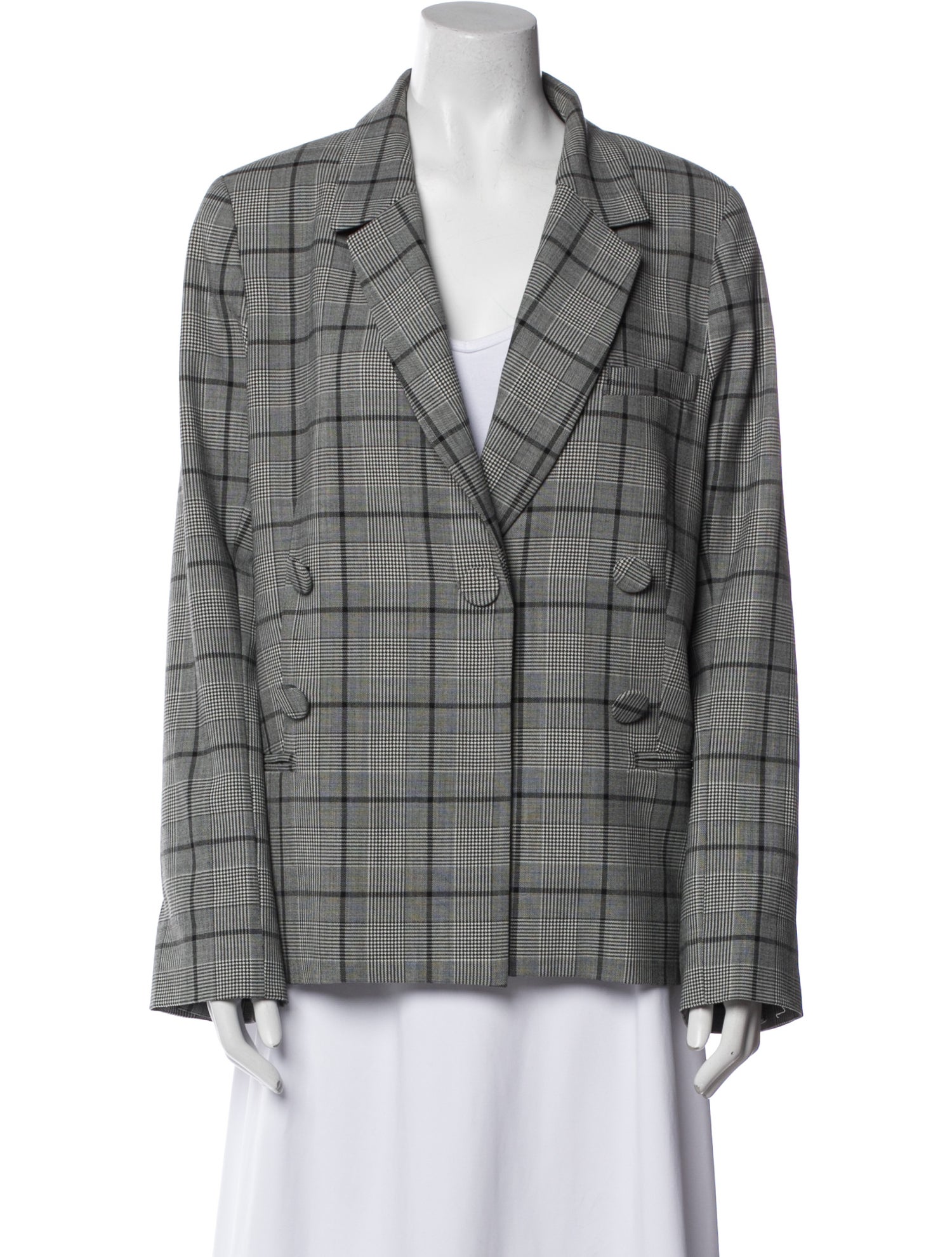 Sea New York Virgin Wool Plaid Print Blazer