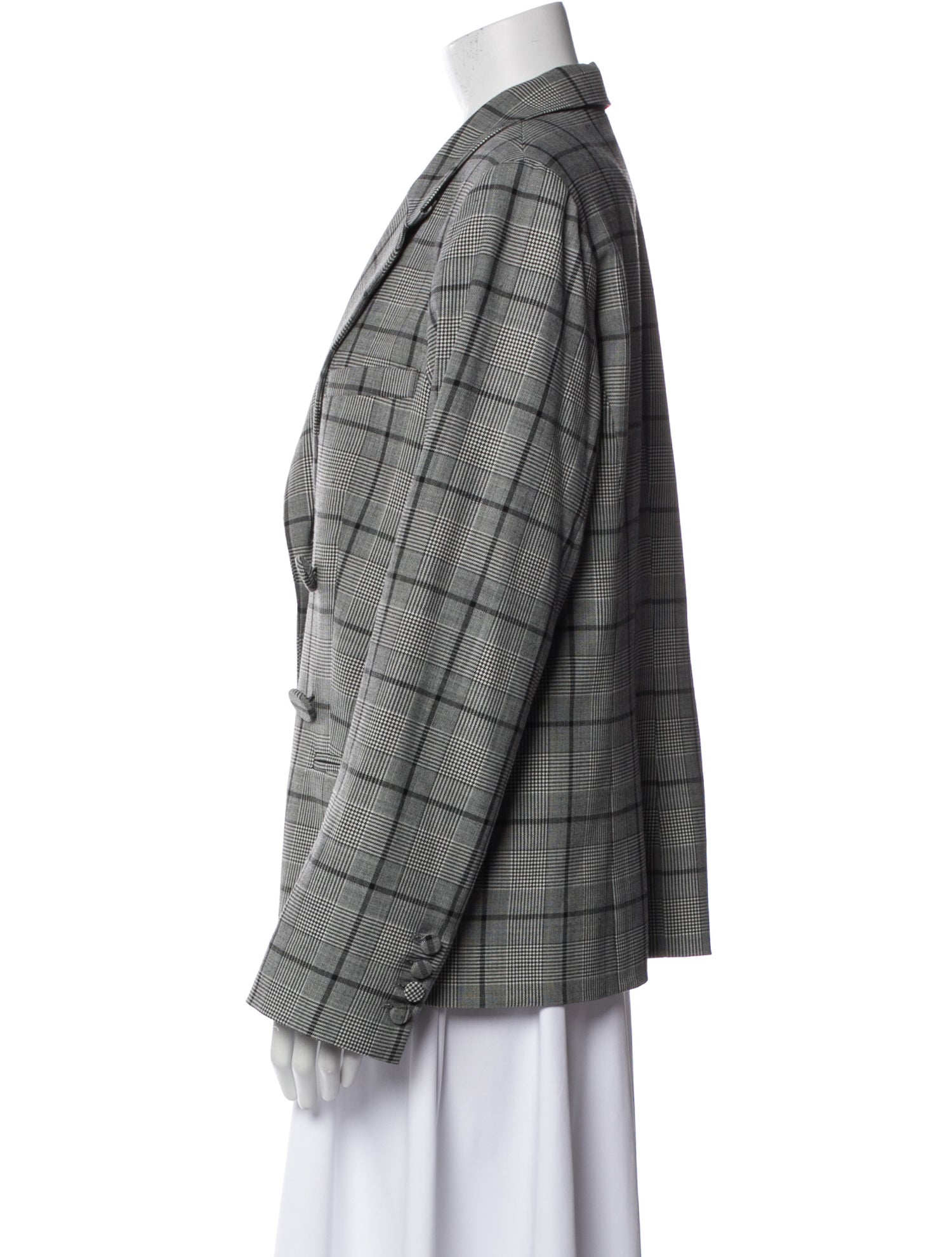 Sea New York Virgin Wool Plaid Print Blazer