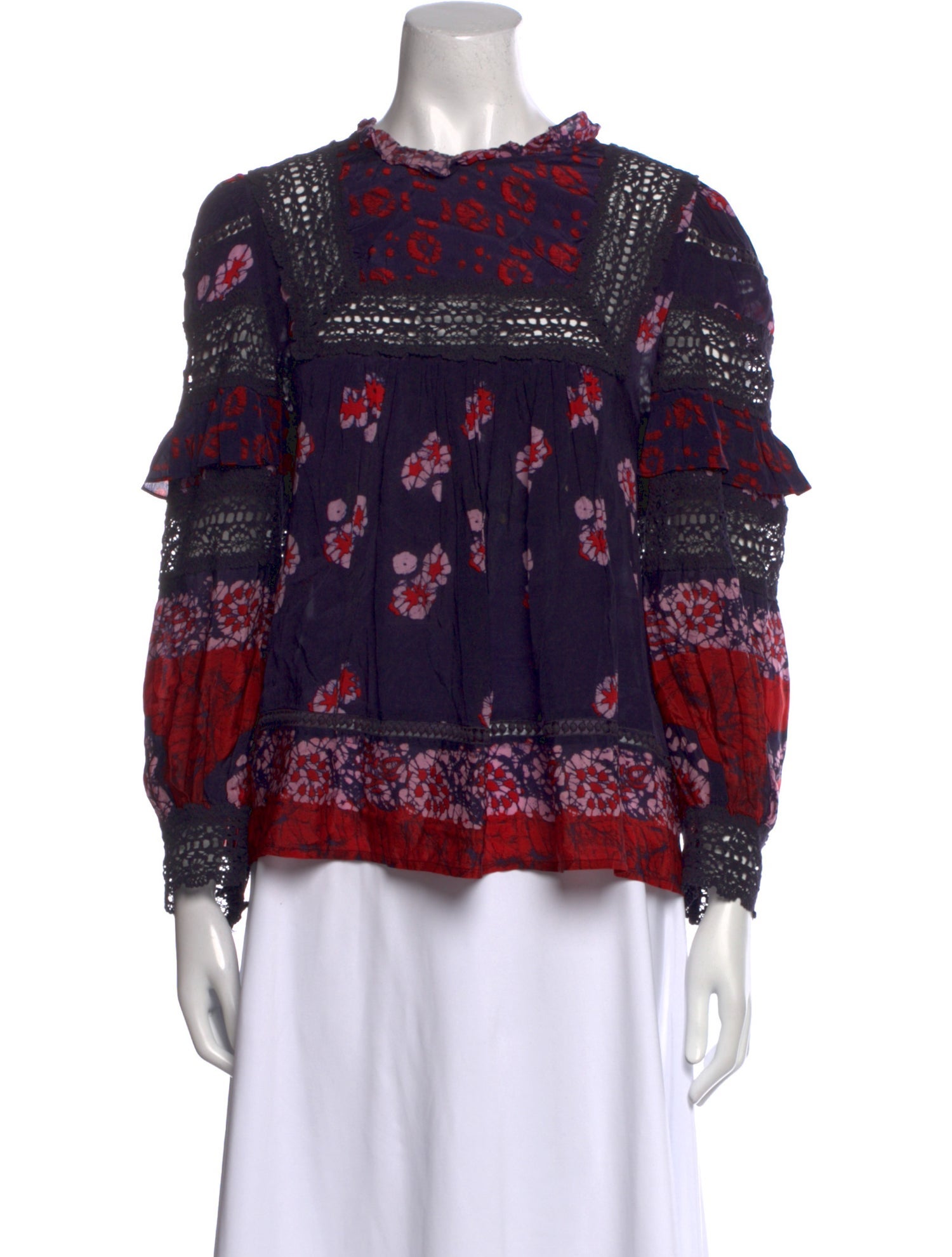 Sea New York Printed Mock Neck Blouse