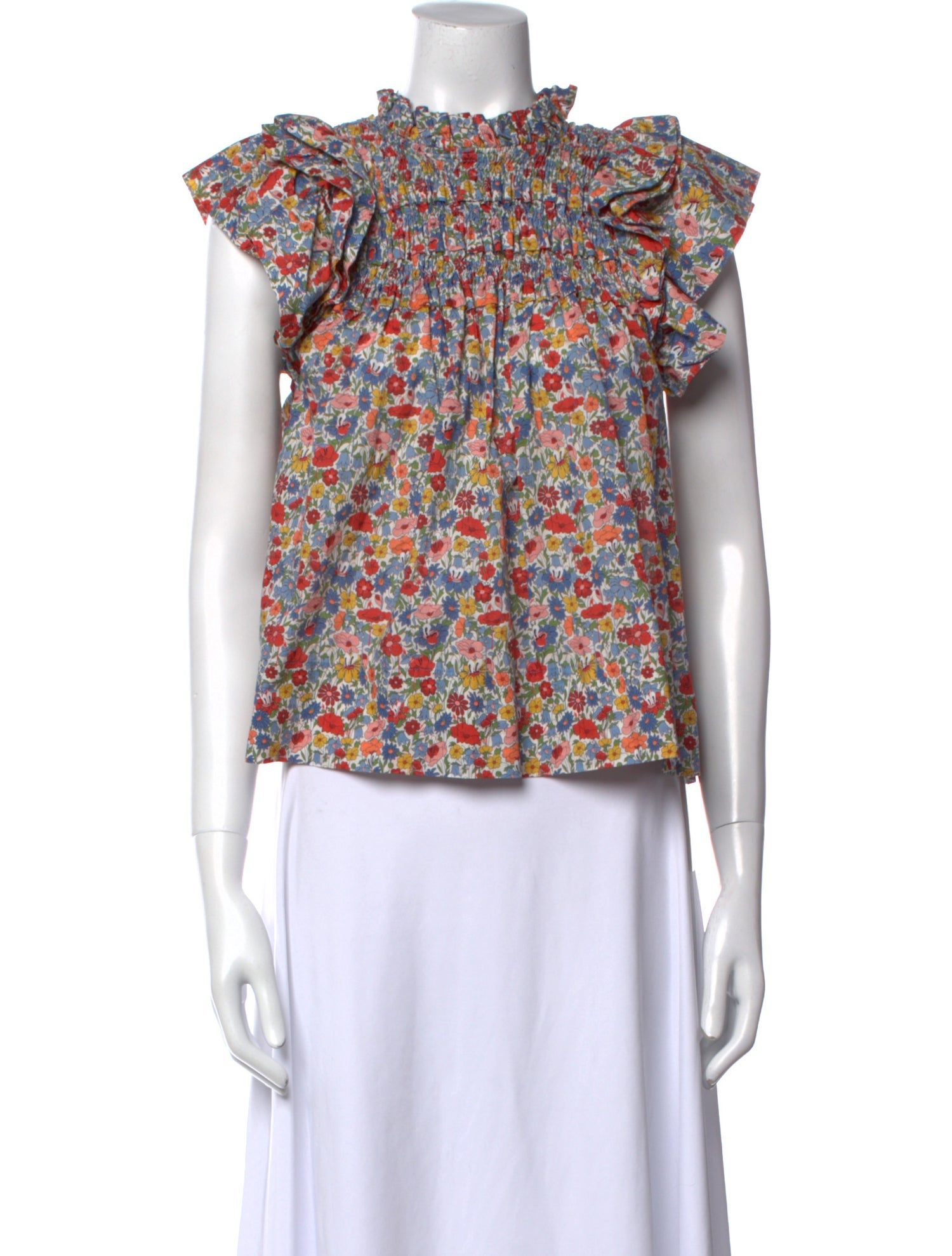 Sea New York Floral Print Mock Neck Blouse