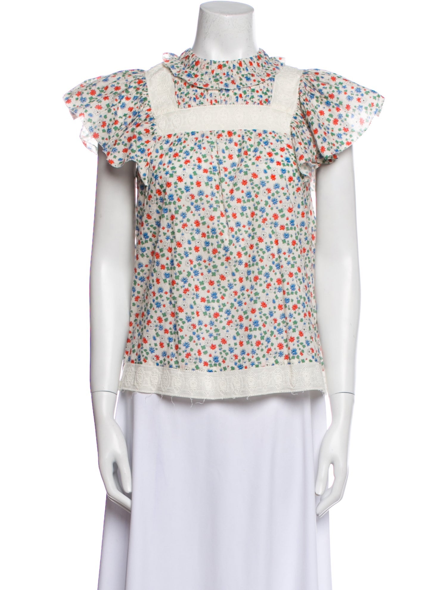 Sea New York Floral Print Mock Neck Blouse