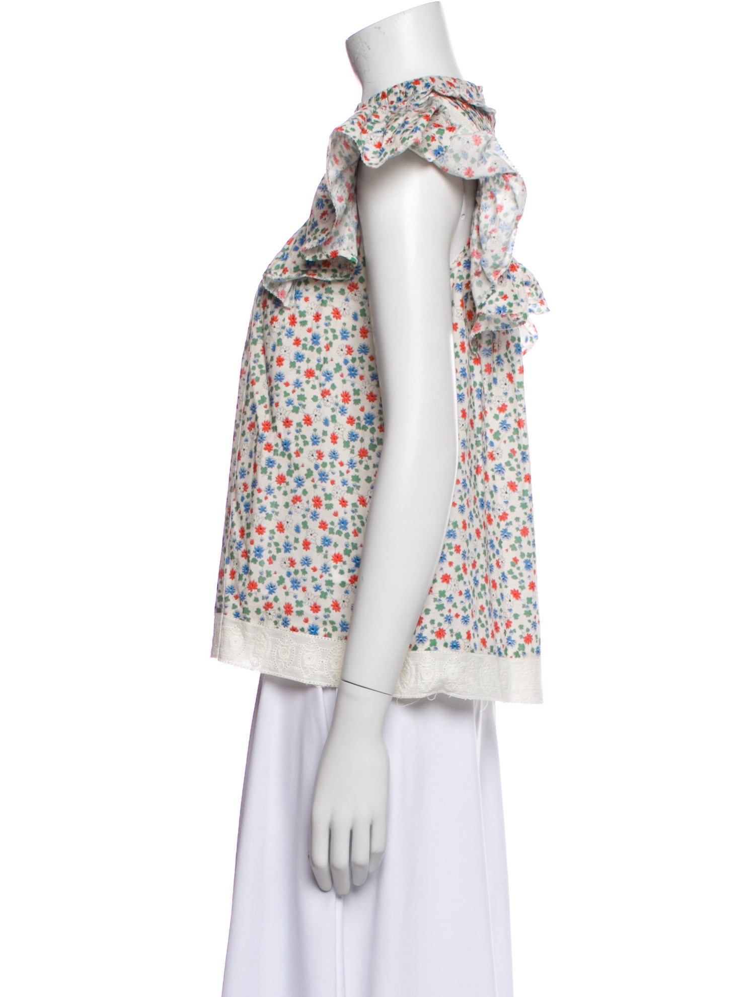 Sea New York Floral Print Mock Neck Blouse