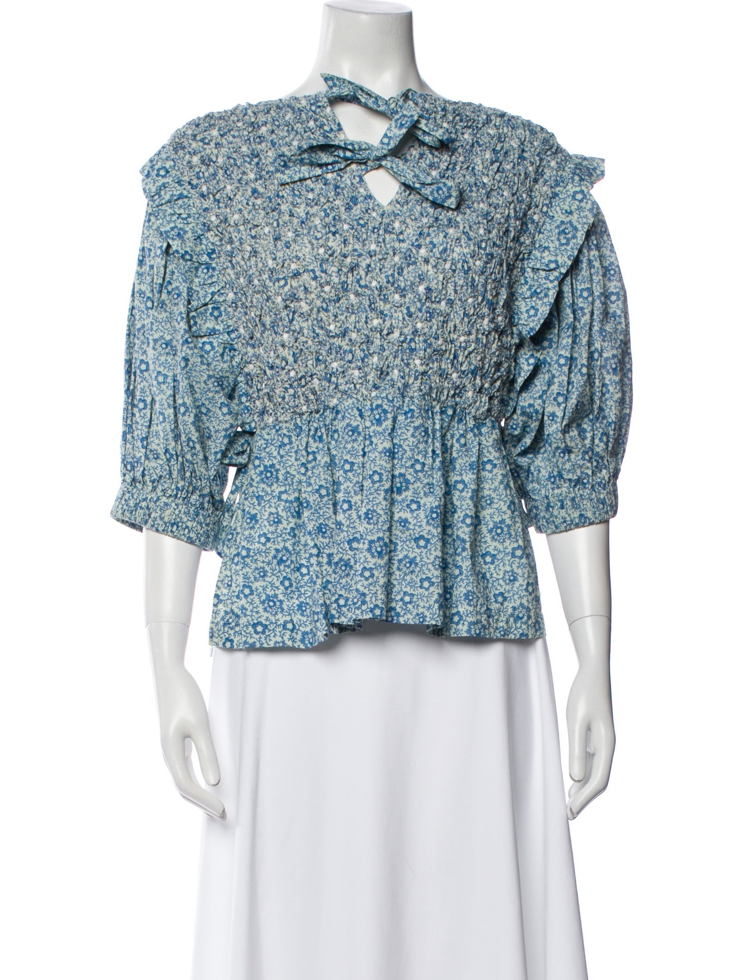 Sea New York Floral Print Mock Neck Blouse