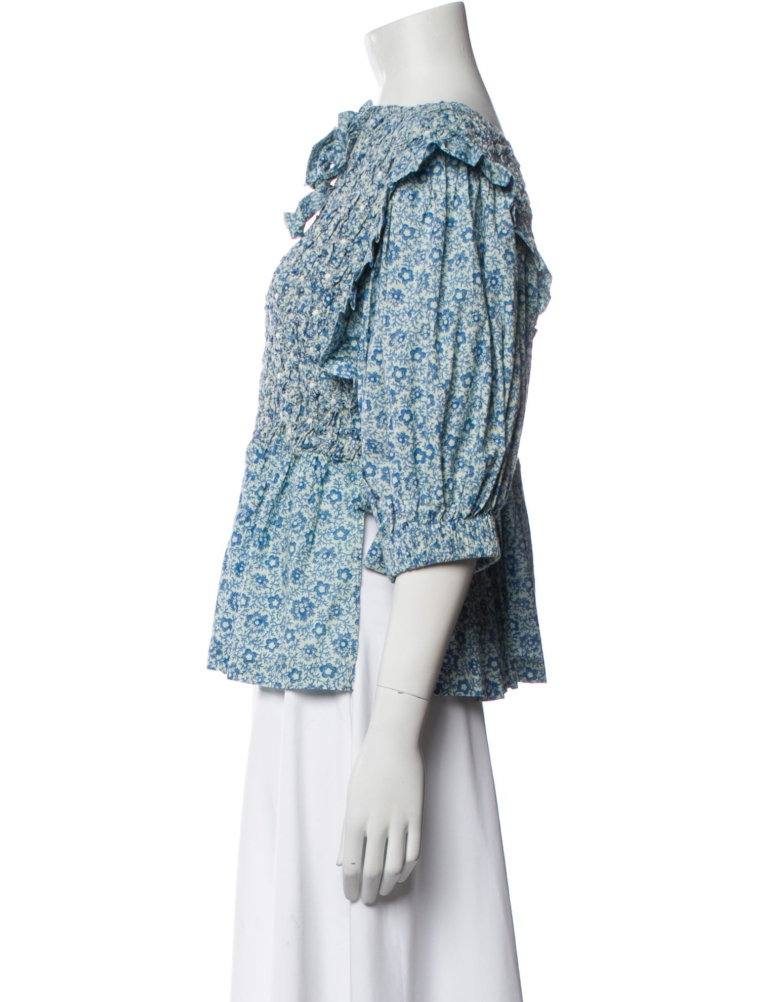 Sea New York Floral Print Mock Neck Blouse