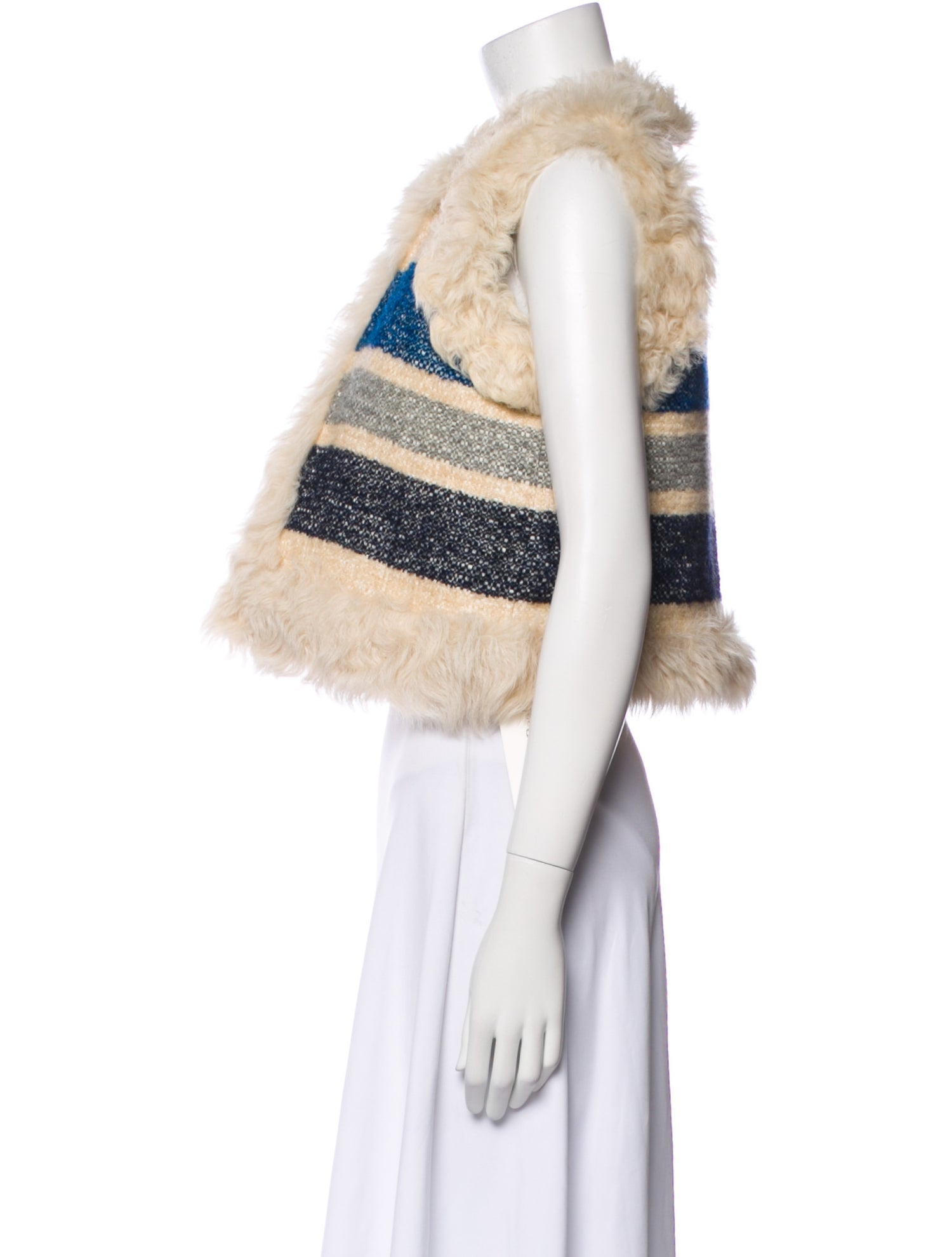 Sea New York Wool Striped Fur Jacket