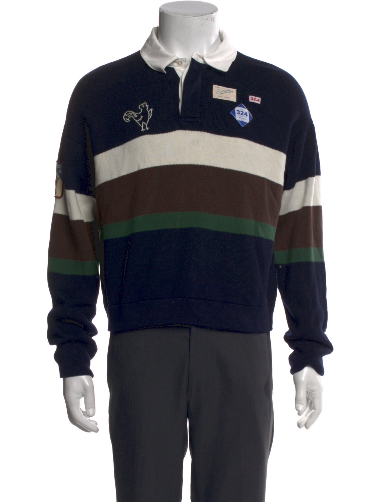 Sea New York Striped Collar Polo Sweater