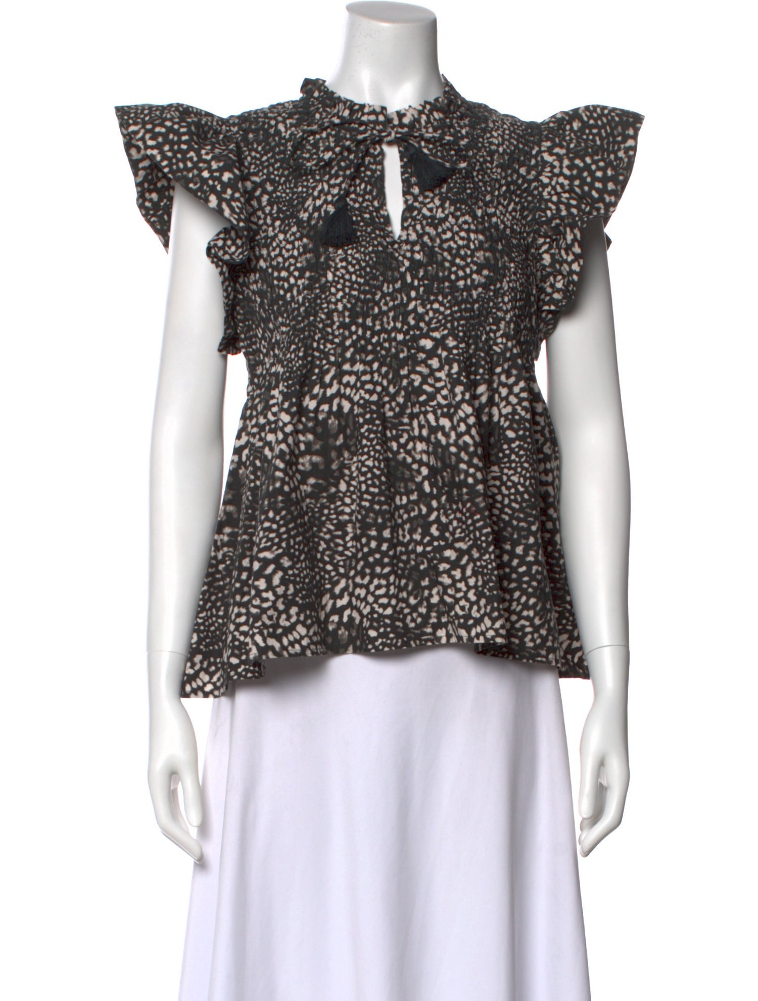 Sea New York Animal Print Tie Neck Blouse w/ Tags