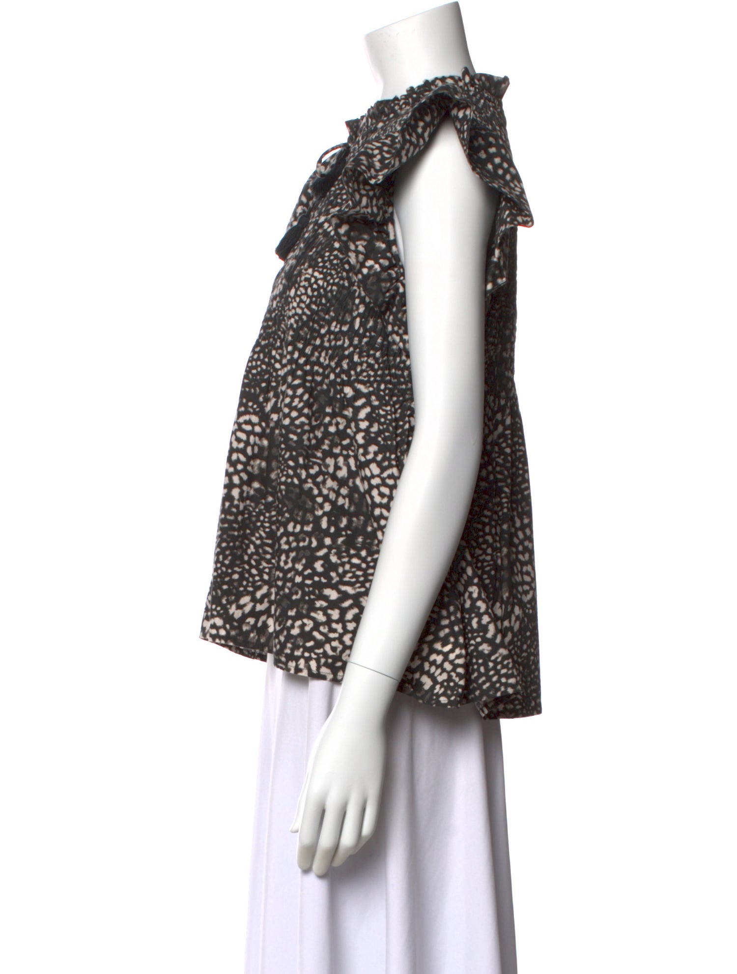 Sea New York Animal Print Tie Neck Blouse w/ Tags