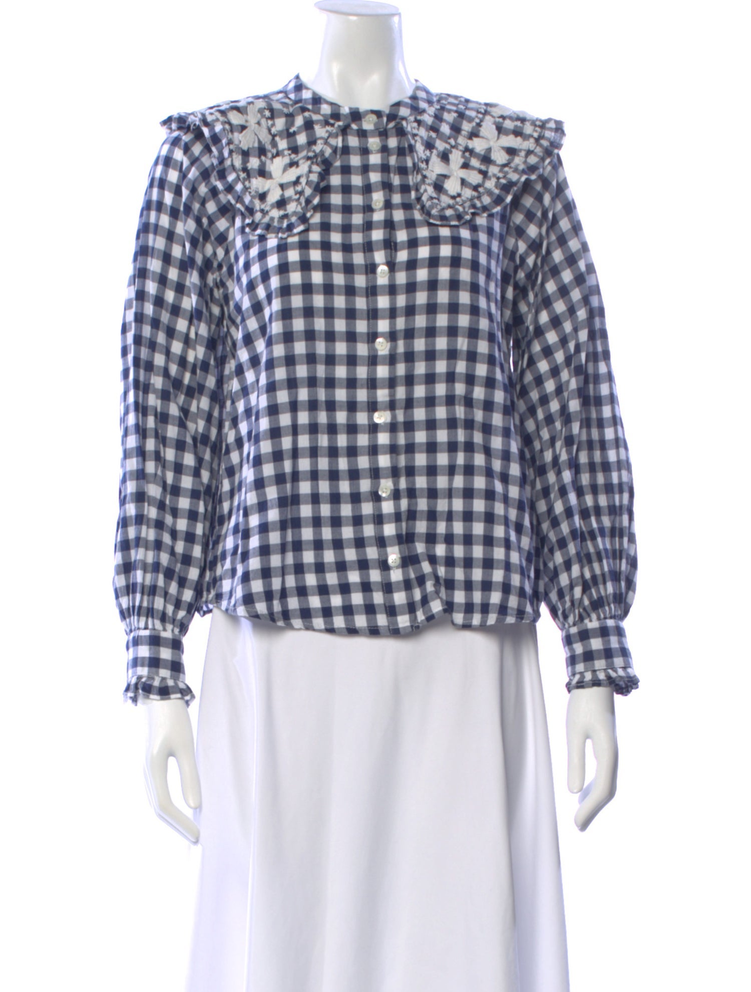 Sea New York Plaid Print Long Sleeve Blouse