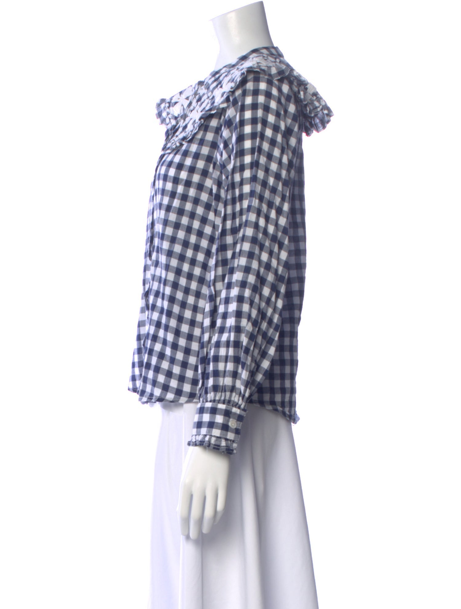 Sea New York Plaid Print Long Sleeve Blouse