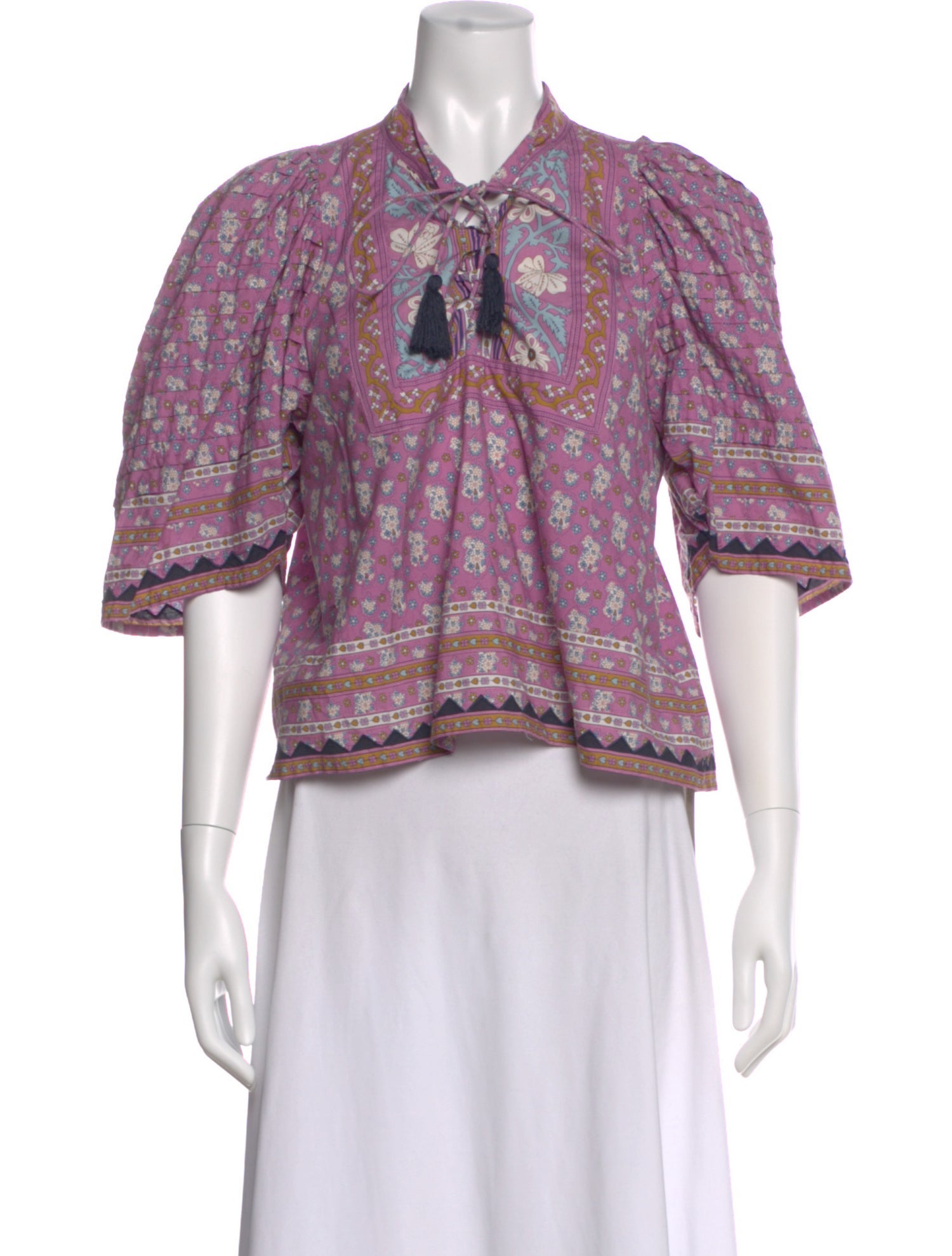 Sea New York Floral Print Tie Neck Blouse