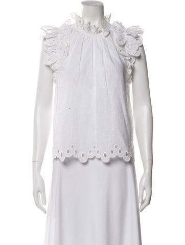 Pre-owned Sea New York Linen Sleeveless Blouse In White