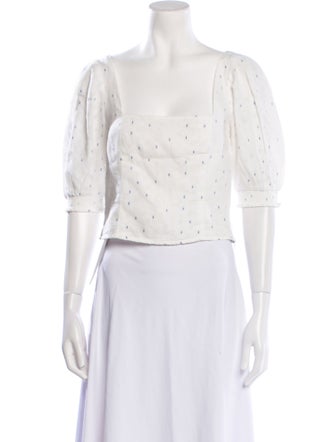 Senlis Polka Dot Print Square Neckline Crop Top