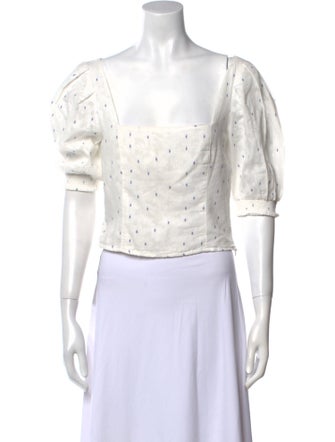 Senlis Printed Square Neckline Crop Top