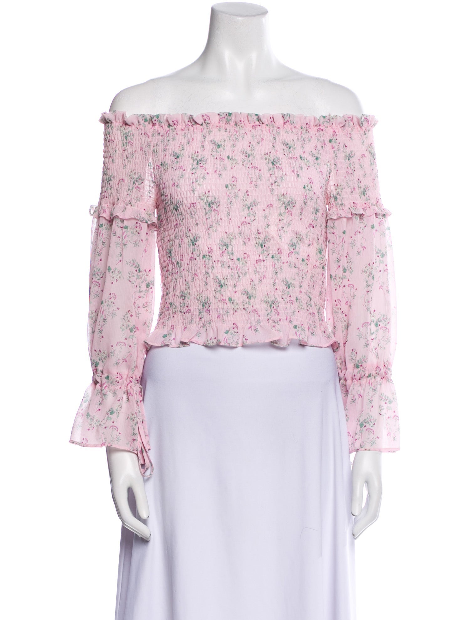 Senlis Floral Print Off-The-Shoulder Crop Top