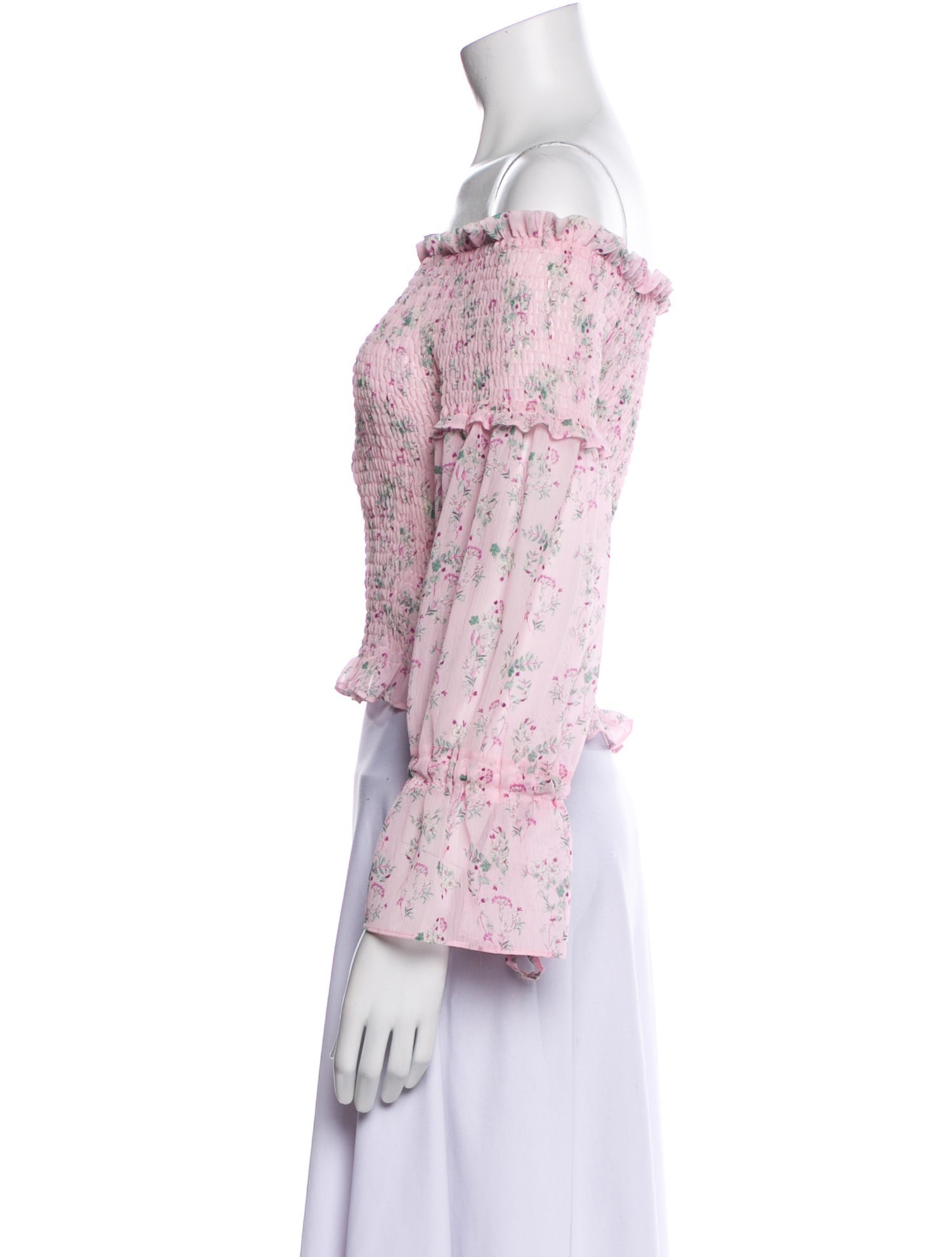 Senlis Floral Print Off-The-Shoulder Crop Top