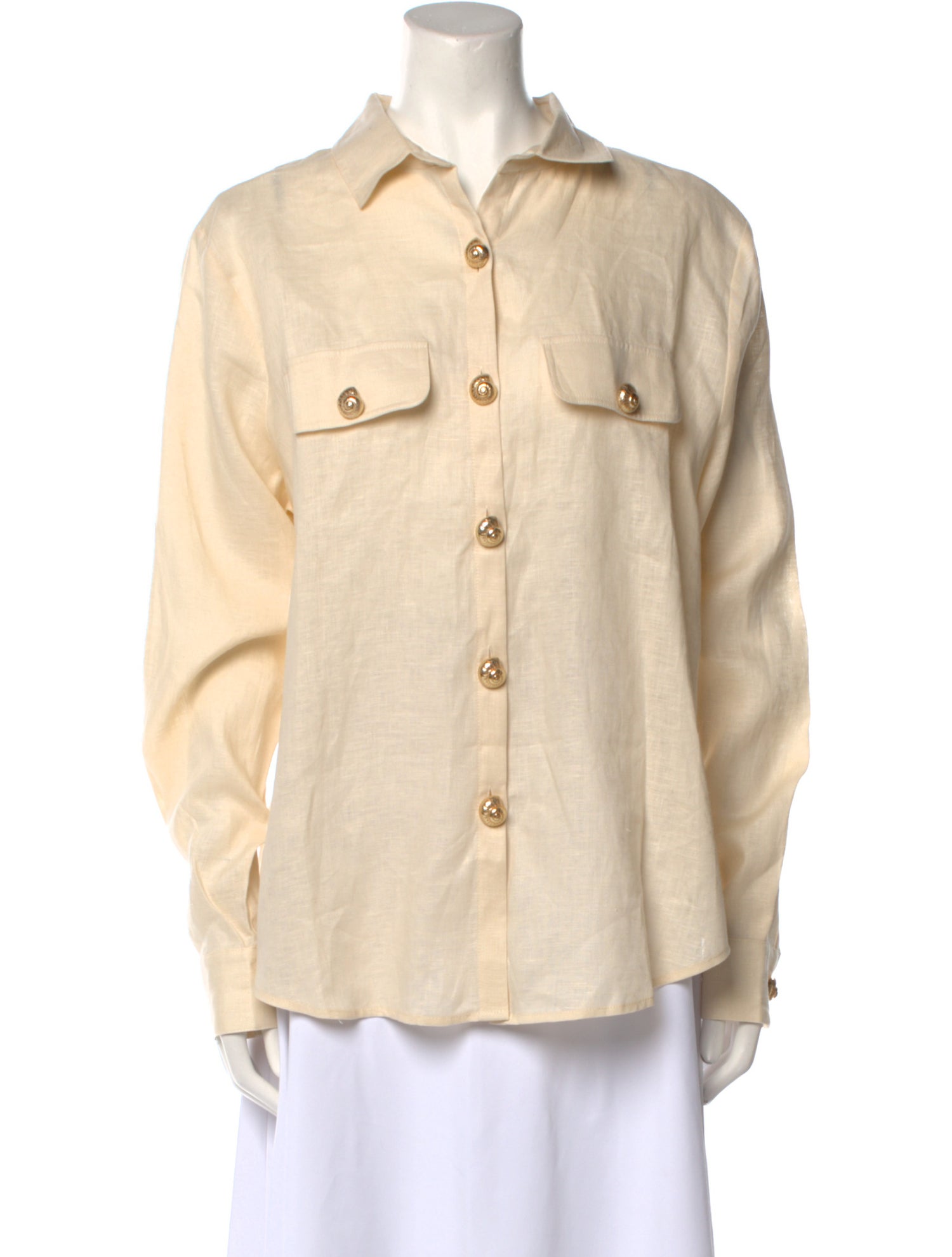 Shani Shemer Linen Long Sleeve Button-Up Top w/ Tags