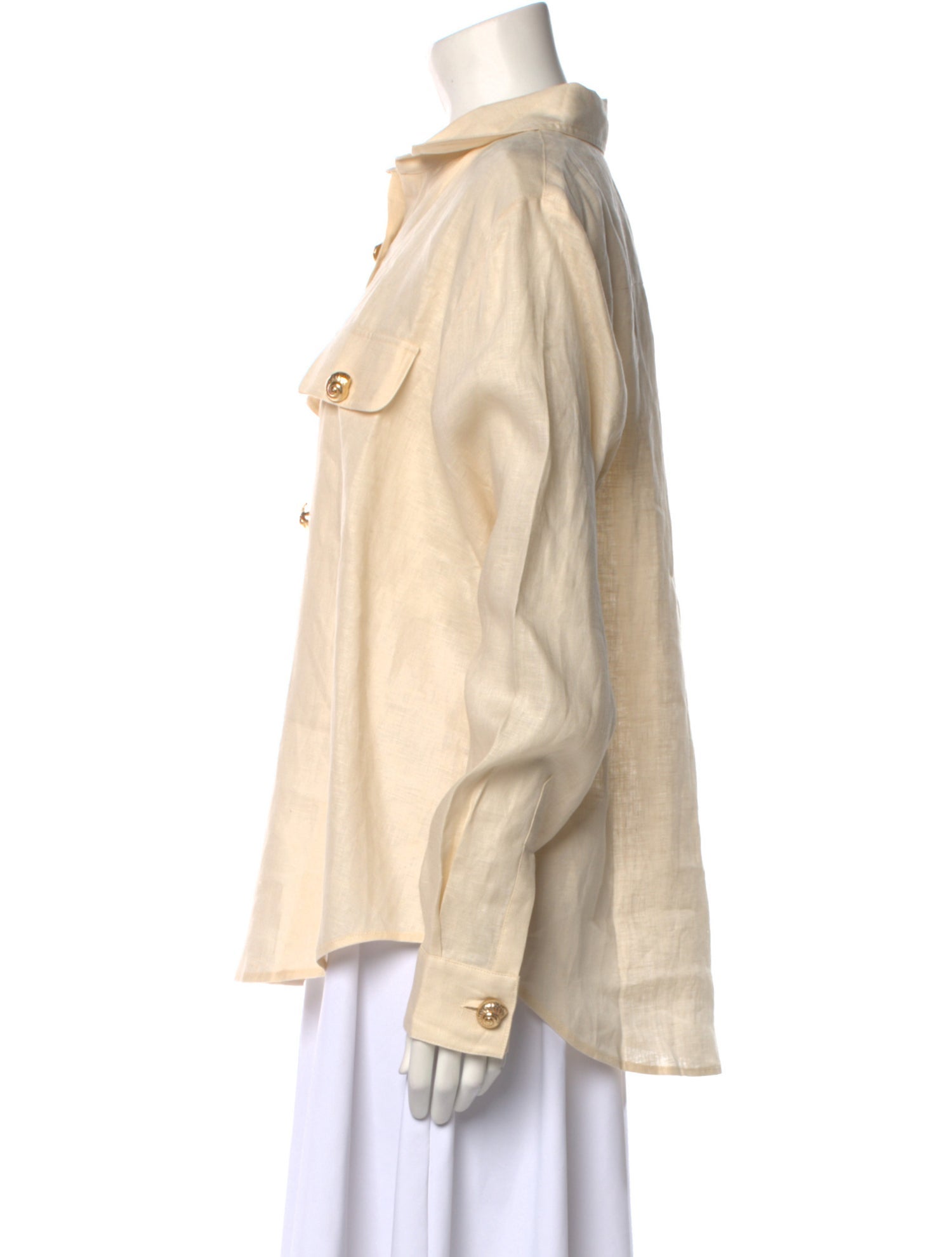 Shani Shemer Linen Long Sleeve Button-Up Top w/ Tags